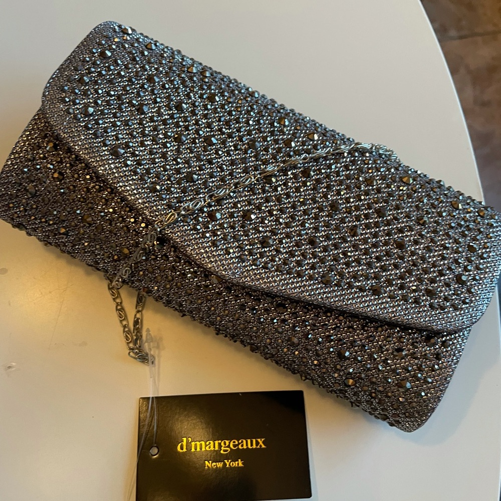 D’Margeaux Gun Metal Evening Cocktail Envelope Purse